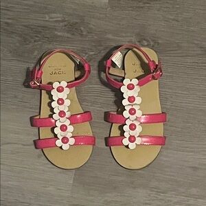 Janie and Jack Pink Sandals with White Floral Accents